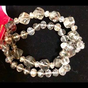 Candie’s Lt. Grey & Clear Beaded Stretch Bracelet